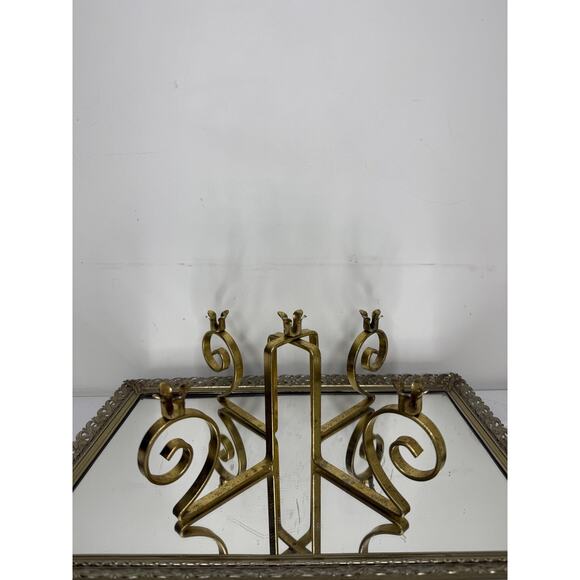 Vintage Gold Metal 5 holder Candelabra , Hollywood Regency , Gold Candle - Picture 2 of 10